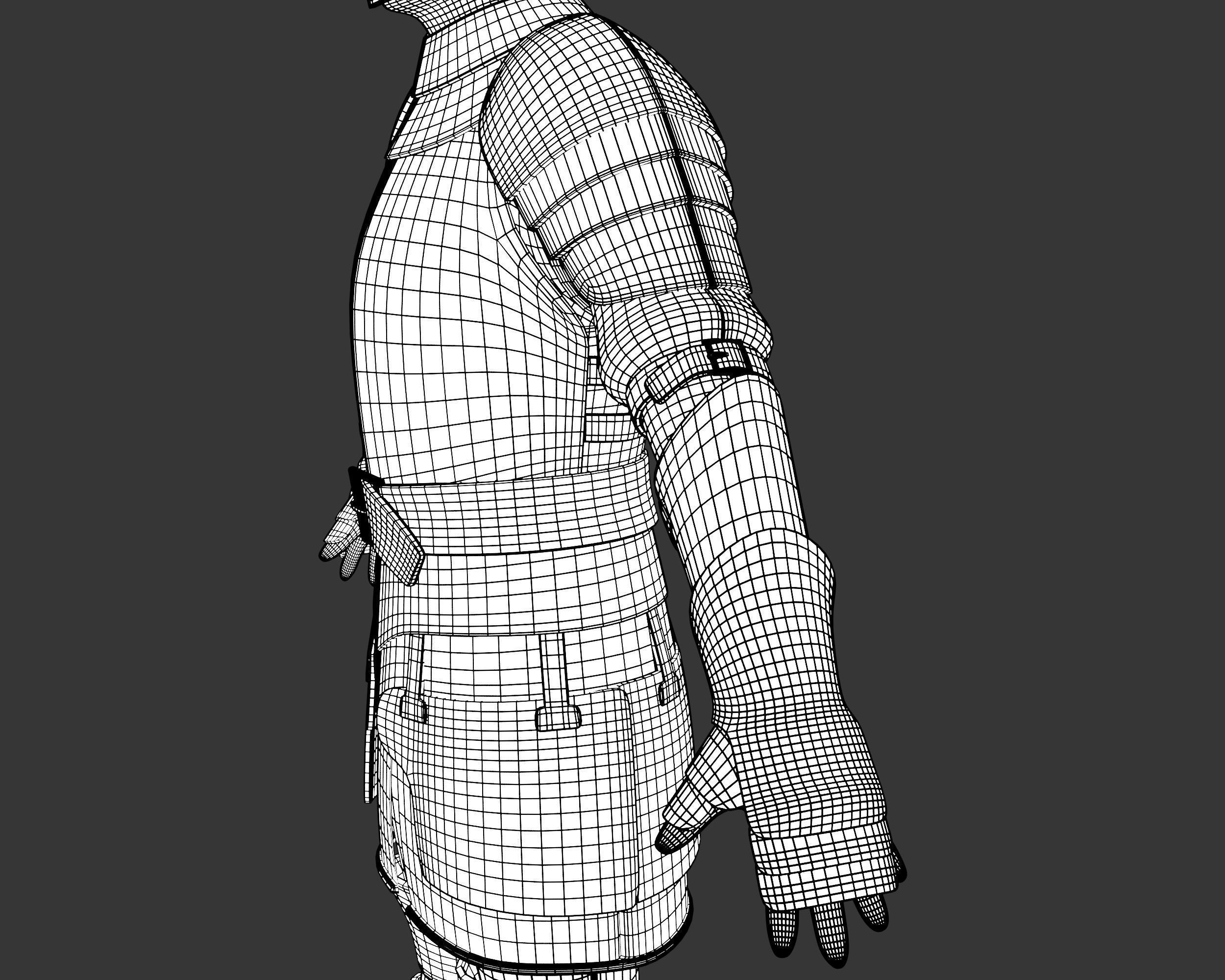 Medieval Elegant Armor Suit Low-poly 3D model_30