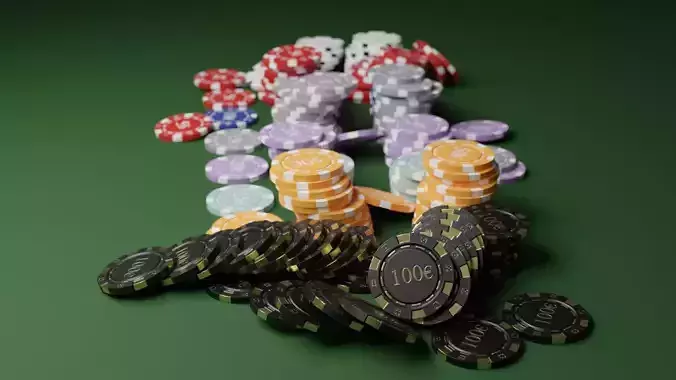 Poker chips EURO asset Low-poly 3D model