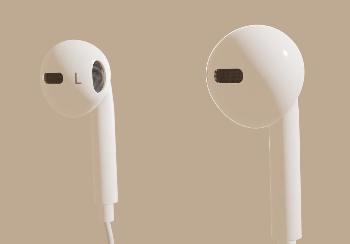 Earphone two earphones on table 3D model_4