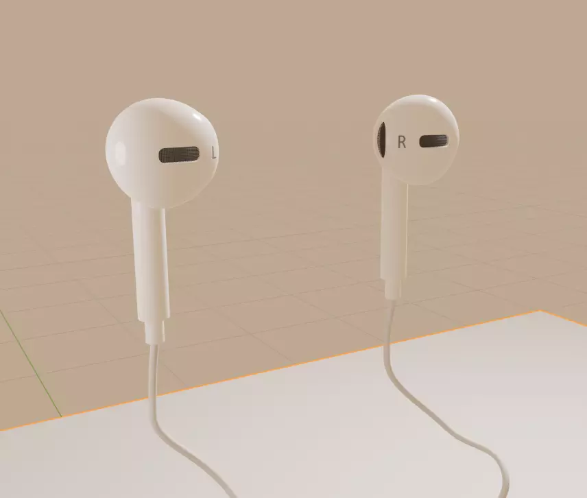 Earphone two earphones on table 3D model_0