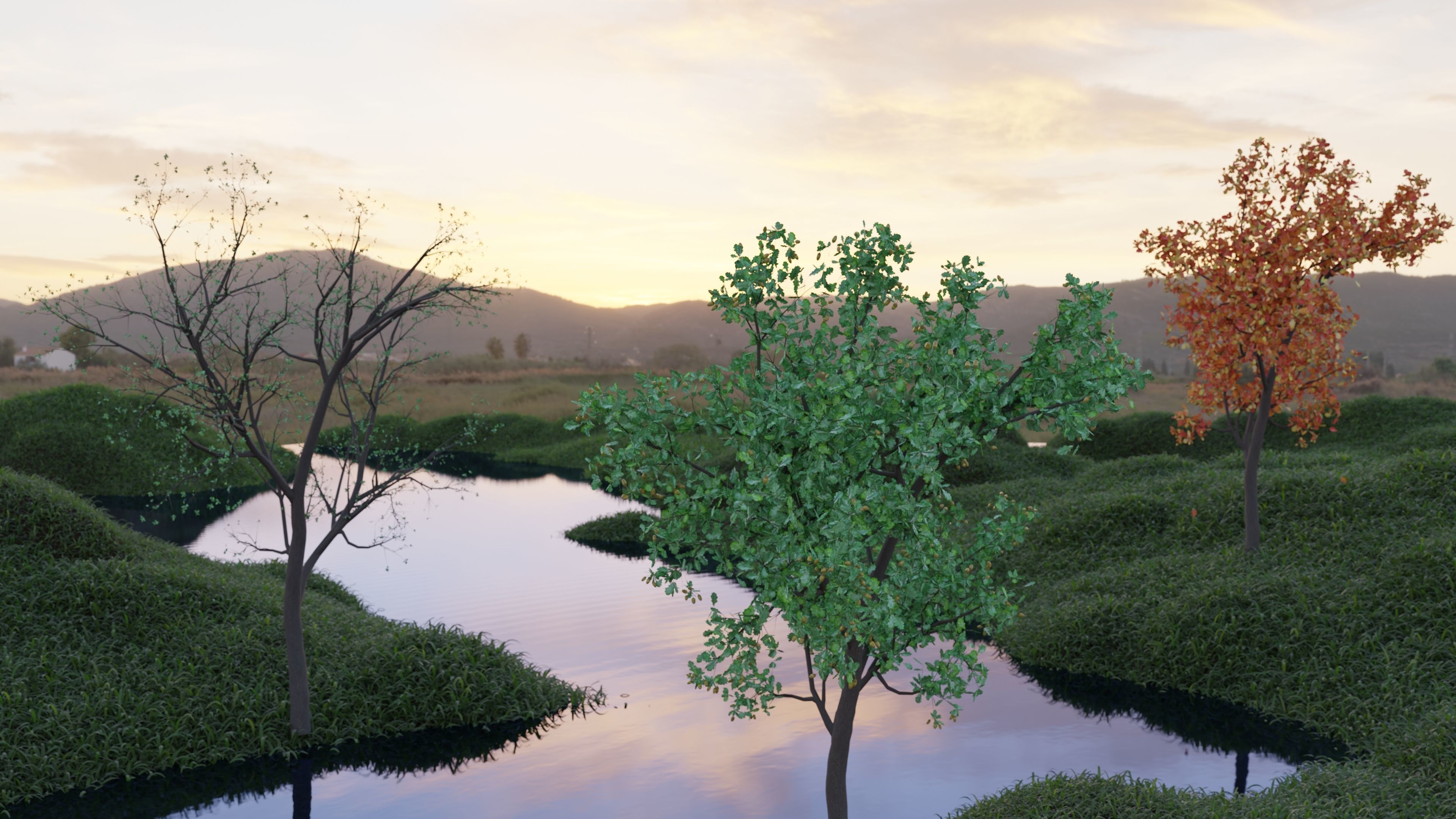  Oak tree change of seasons 3D model_3