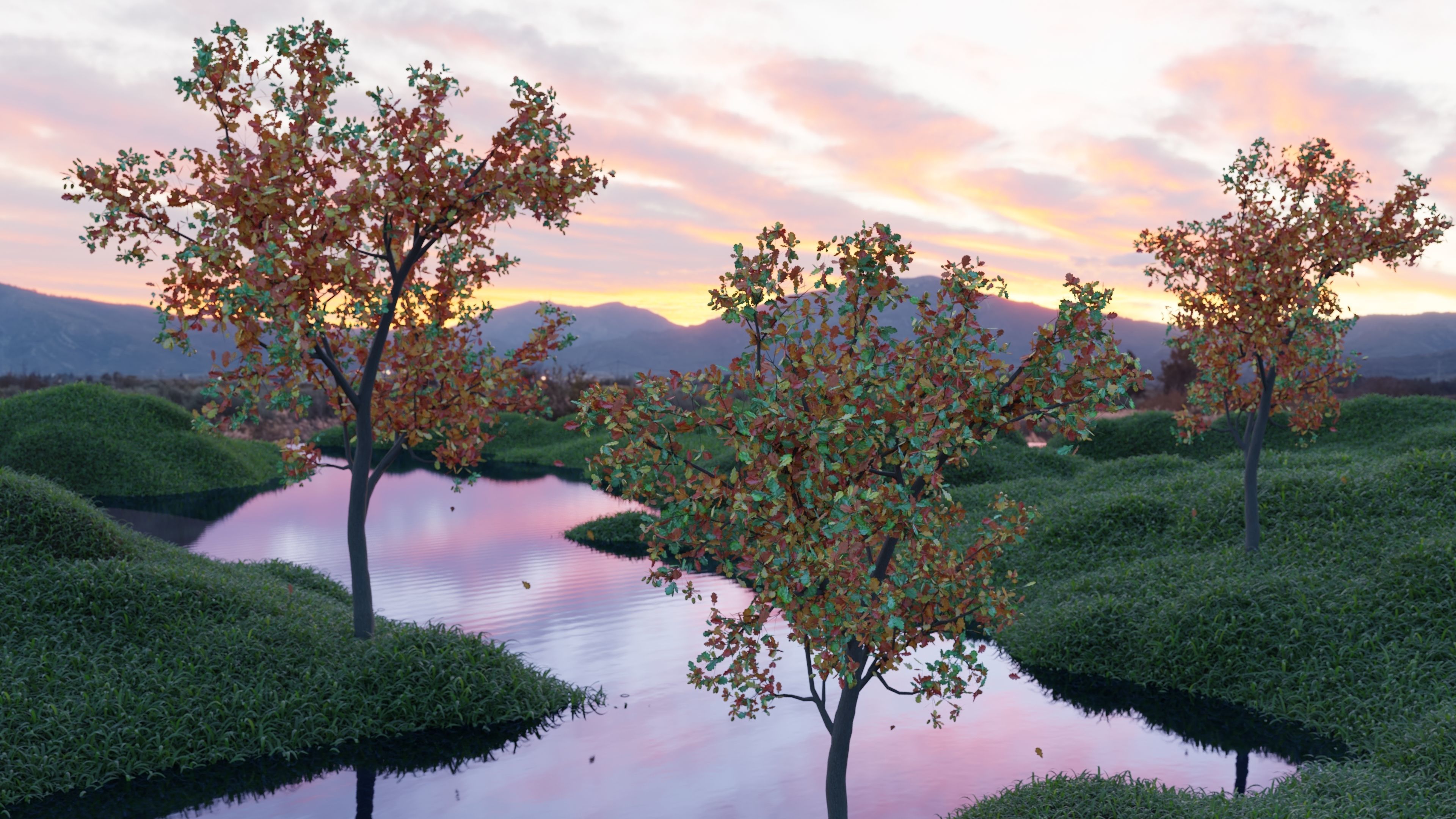  Oak tree change of seasons 3D model_4