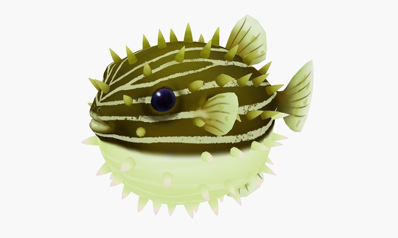 animated pufferfish Low-poly 3D model_3