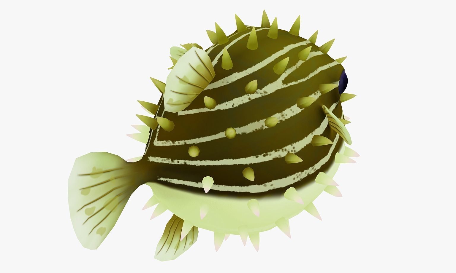 animated pufferfish Low-poly 3D model_8