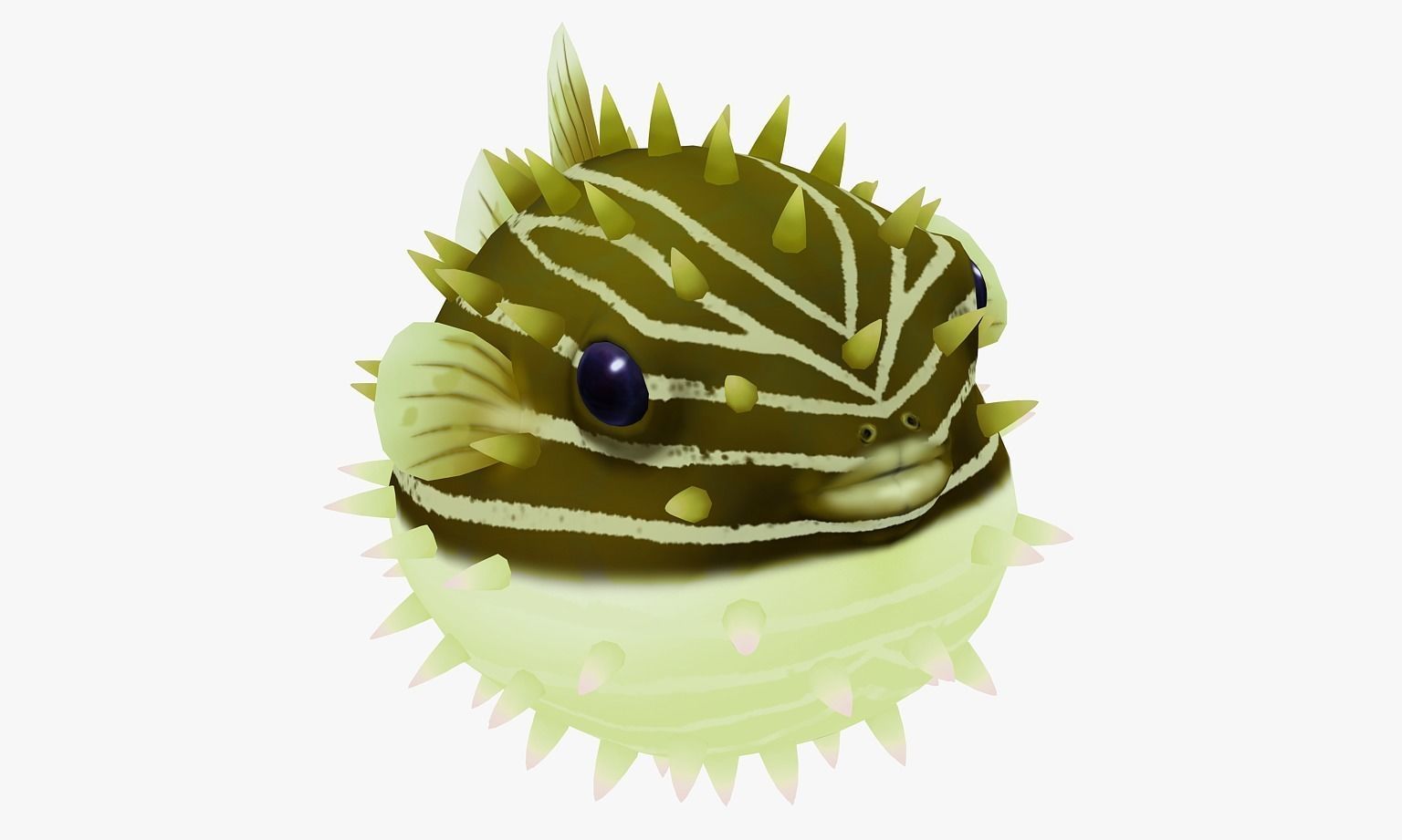 animated pufferfish Low-poly 3D model_5