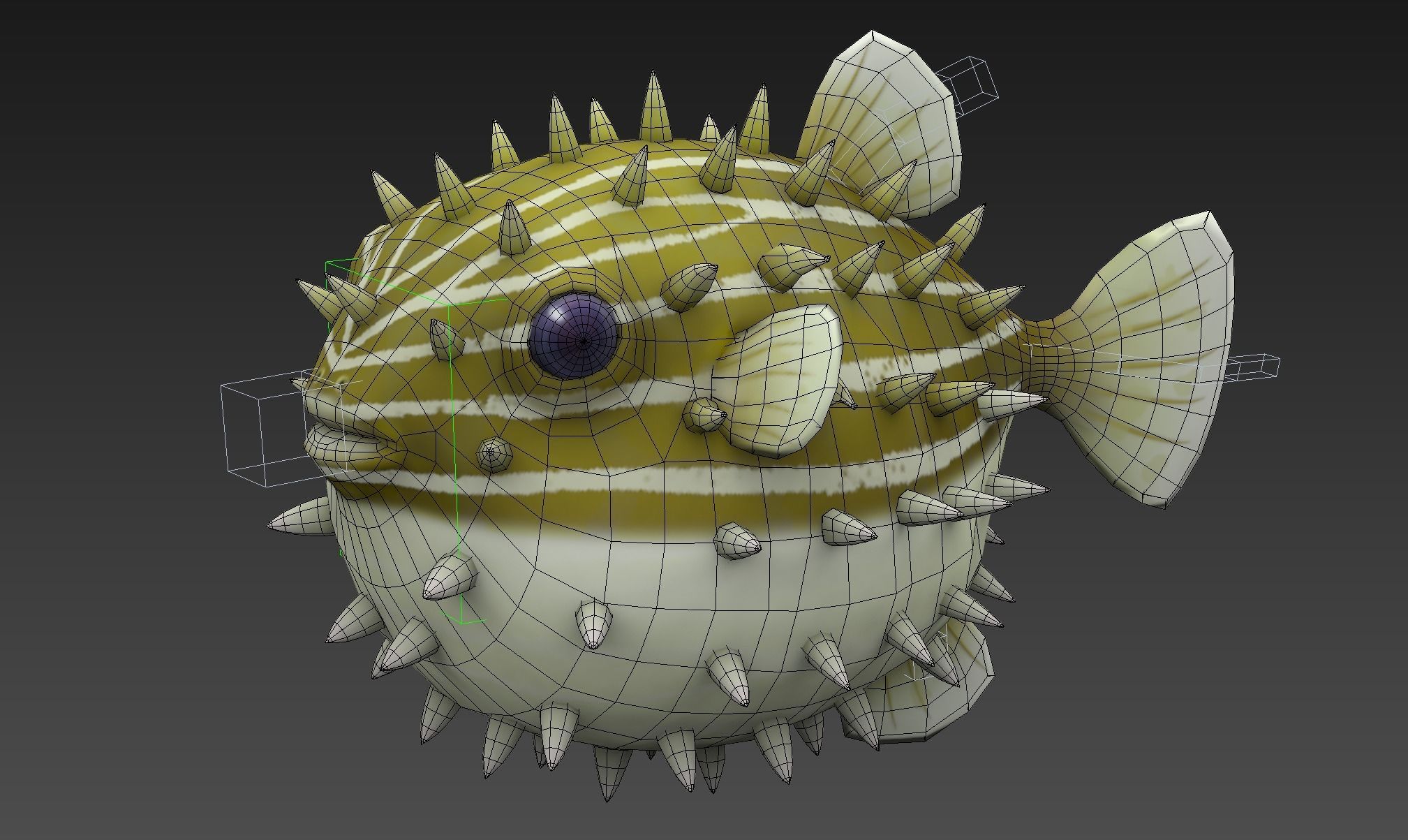 animated pufferfish Low-poly 3D model_10