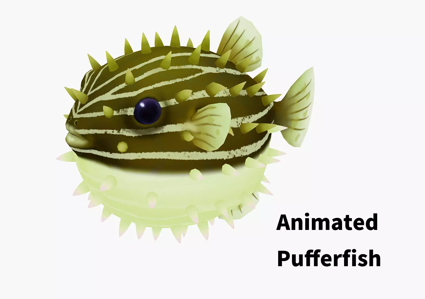 animated pufferfish Low-poly 3D model_0