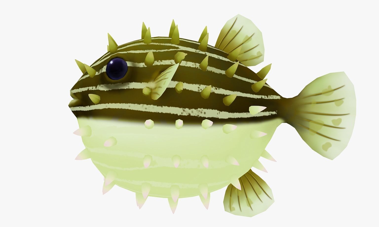 animated pufferfish Low-poly 3D model_4