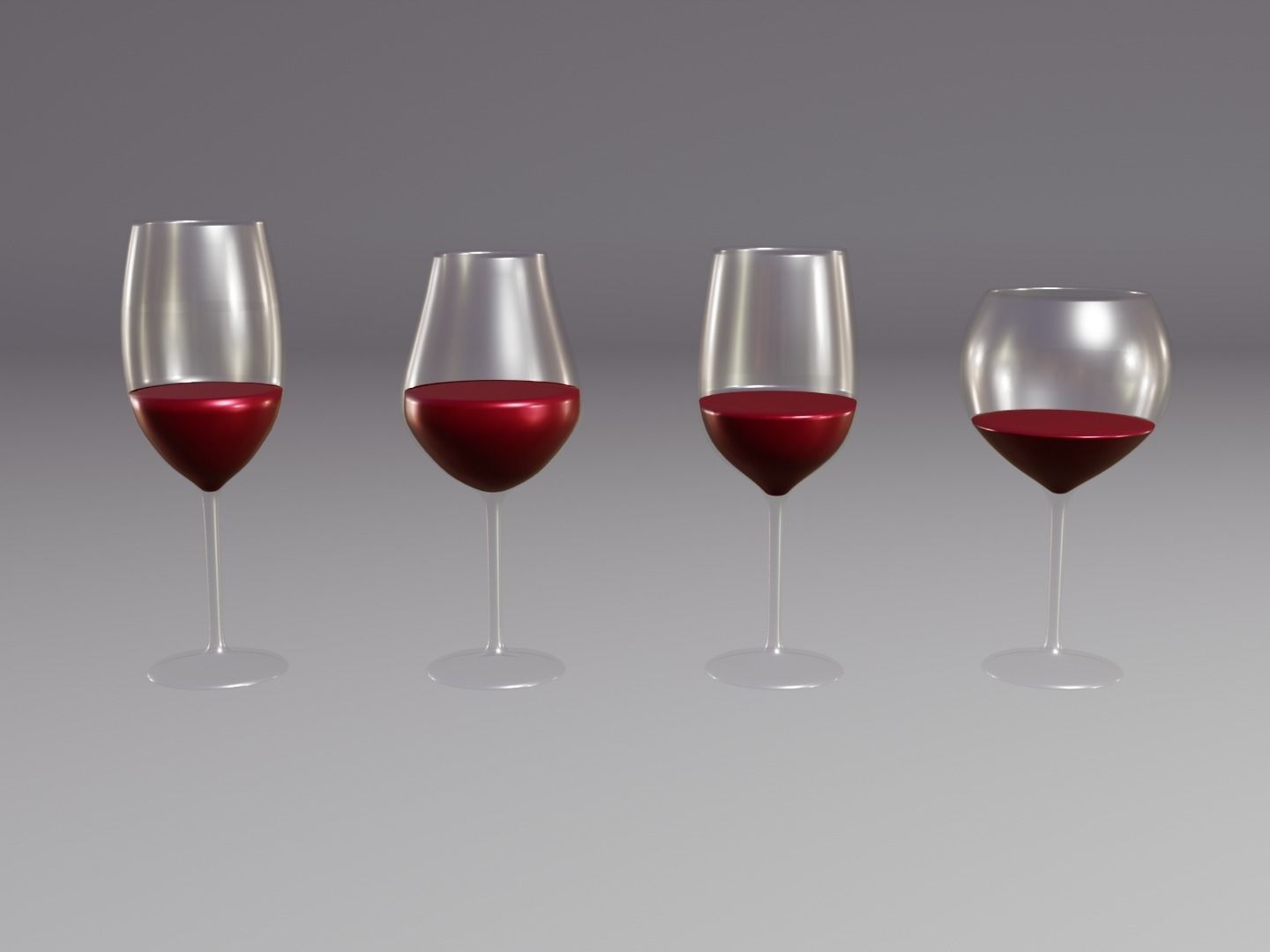 Wine glass set - Empty glass set Low-poly 3D model_1