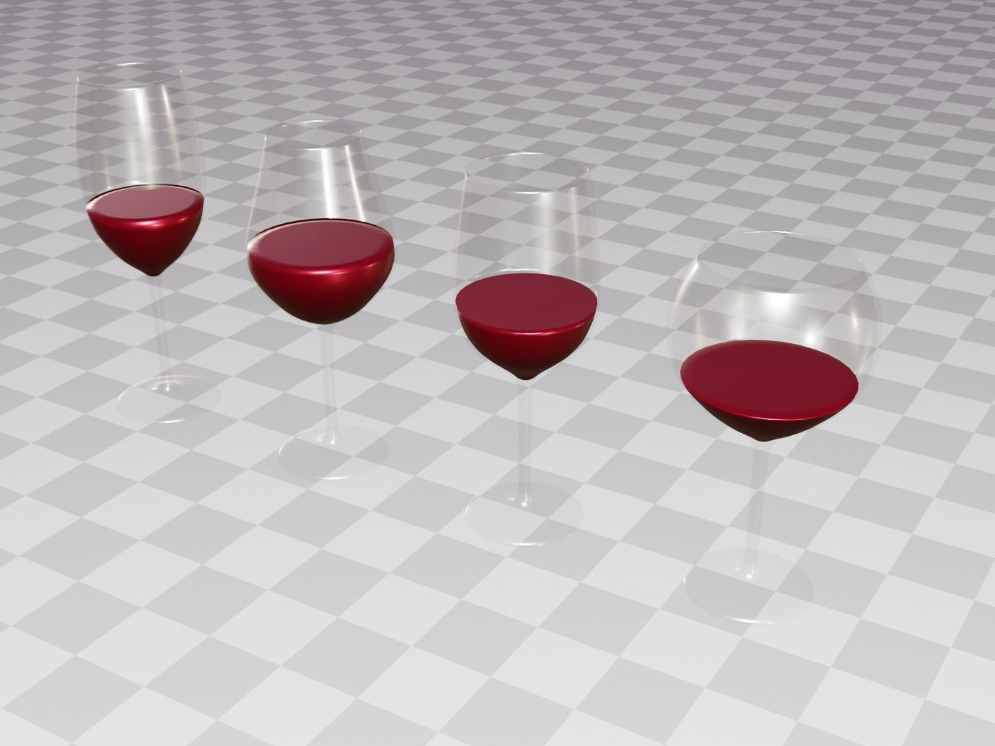 Wine glass set - Empty glass set Low-poly 3D model_11