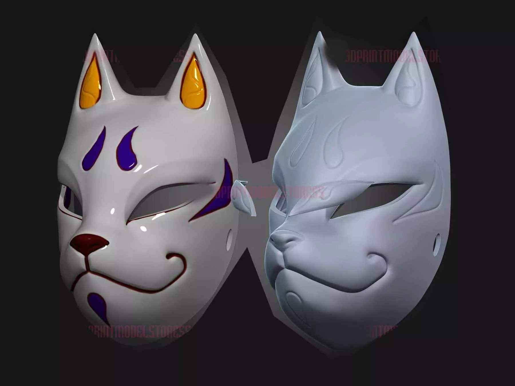Kitsune Fox Mask - Cosplay Costume Halloween 3D print model