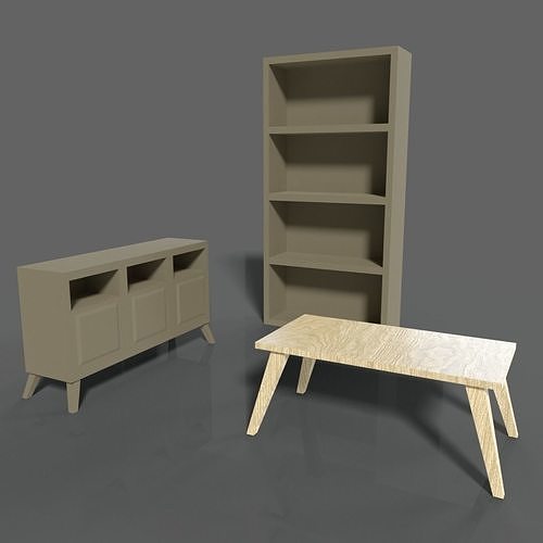 Simple Furniture Set - Set Furnitur Low-poly 3D model