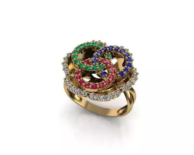 ruby sapphire and emerald ring 3D print model