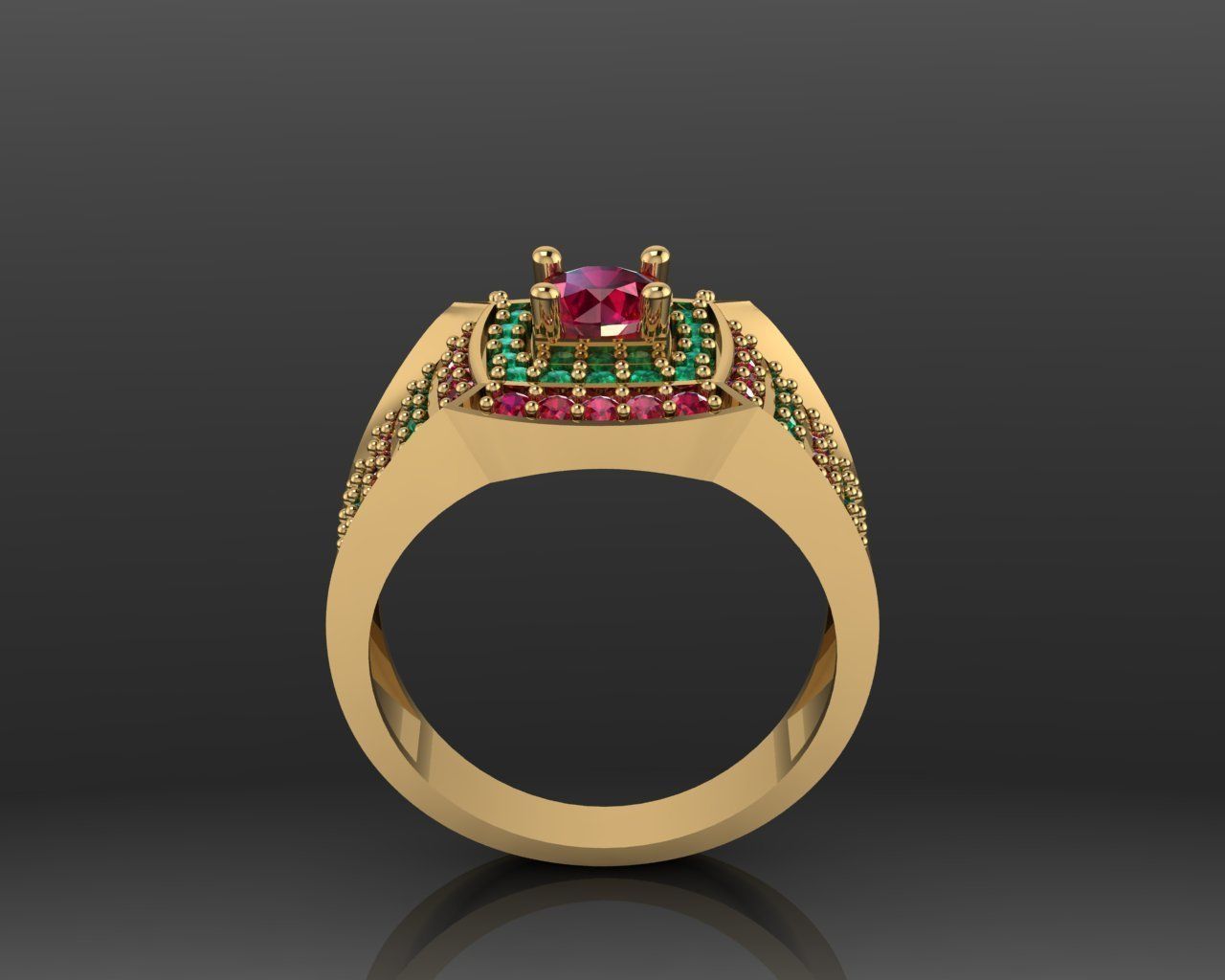 Ruby Emerad Men ring 3D print model_2