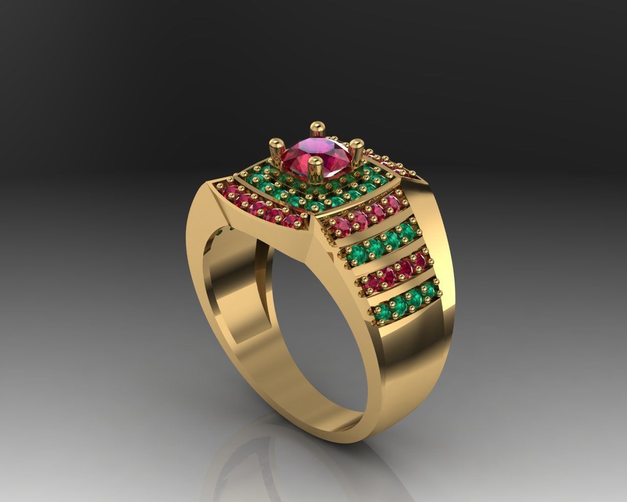 Ruby Emerad Men ring 3D print model_1