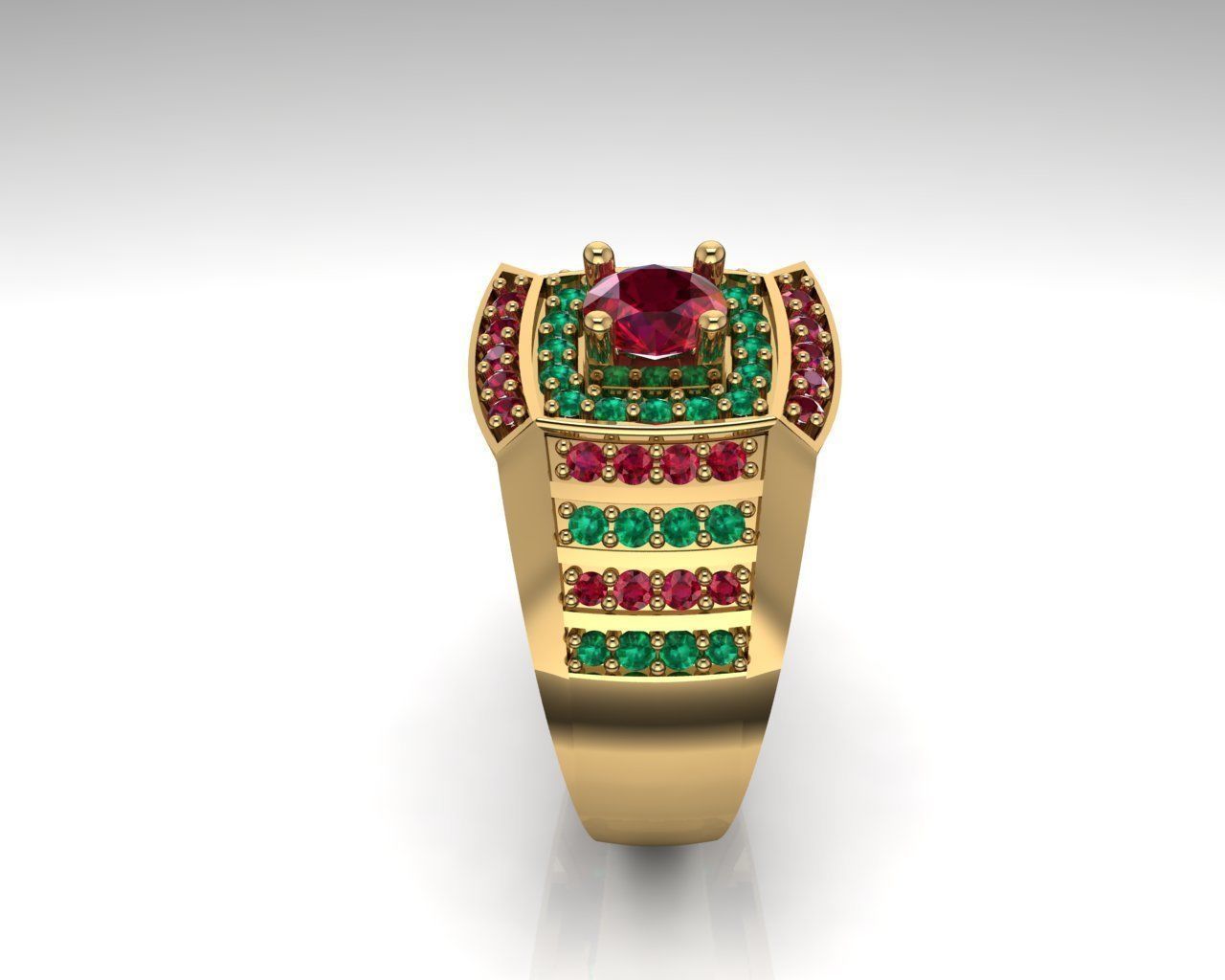 Ruby Emerad Men ring 3D print model_4