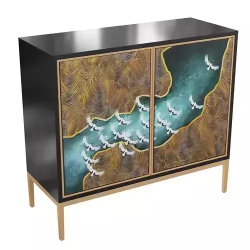 Homary-Modern Black Buffet 3D model