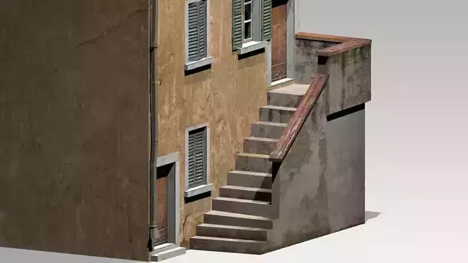 3 storey Italian residential building Low-poly 3D model