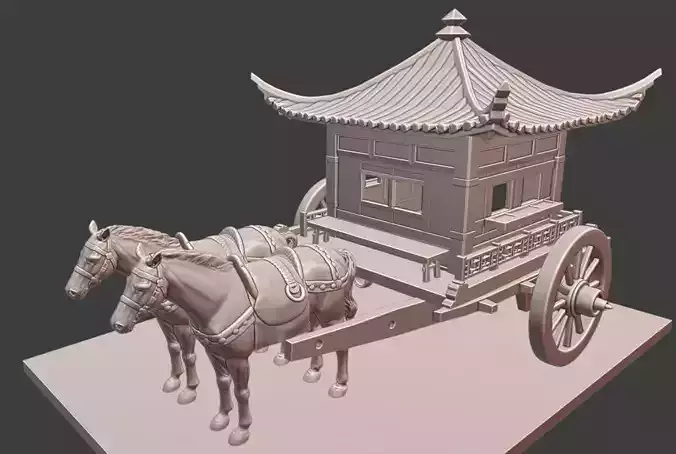 DOUBLE HORSE CARRIAGE 3D print model