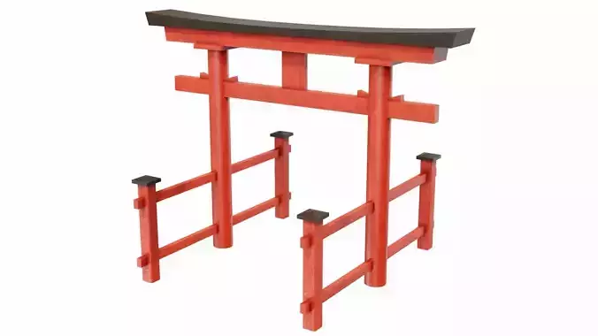 Torii gate Ryobu type Low-poly 3D model