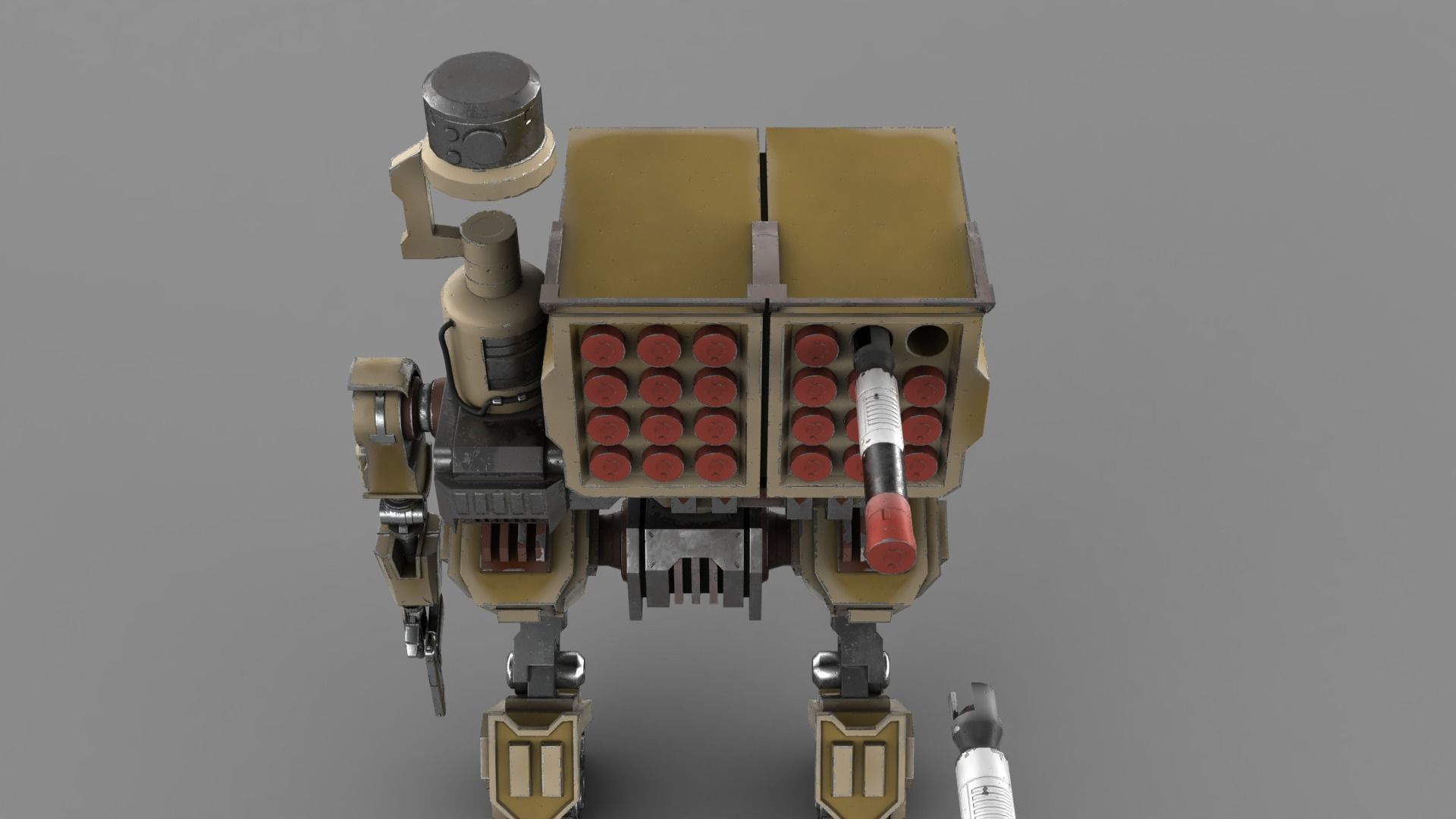 Cartoon Robot Turret Low-poly 3D model_18
