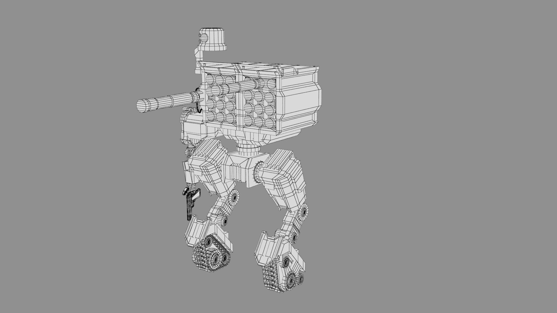 Cartoon Robot Turret Low-poly 3D model_28