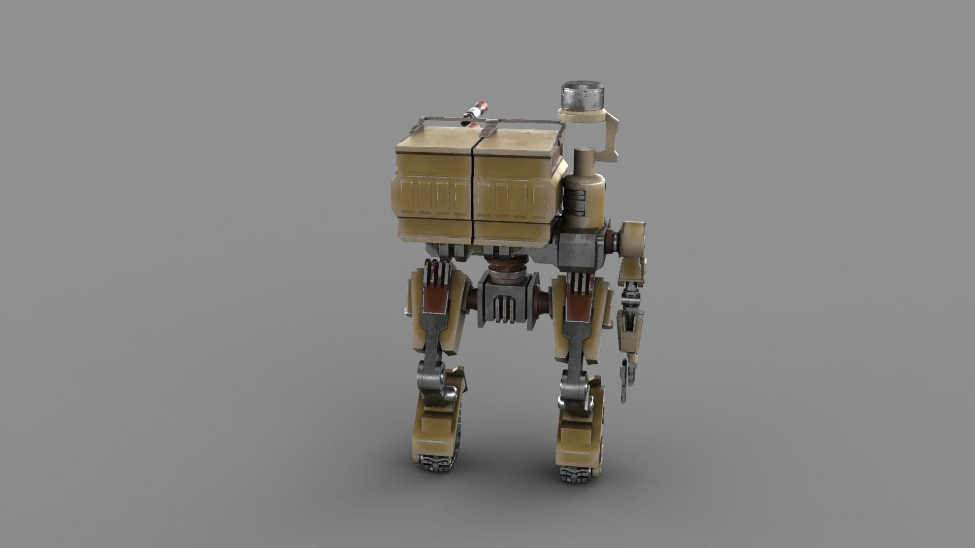 Cartoon Robot Turret Low-poly 3D model_6