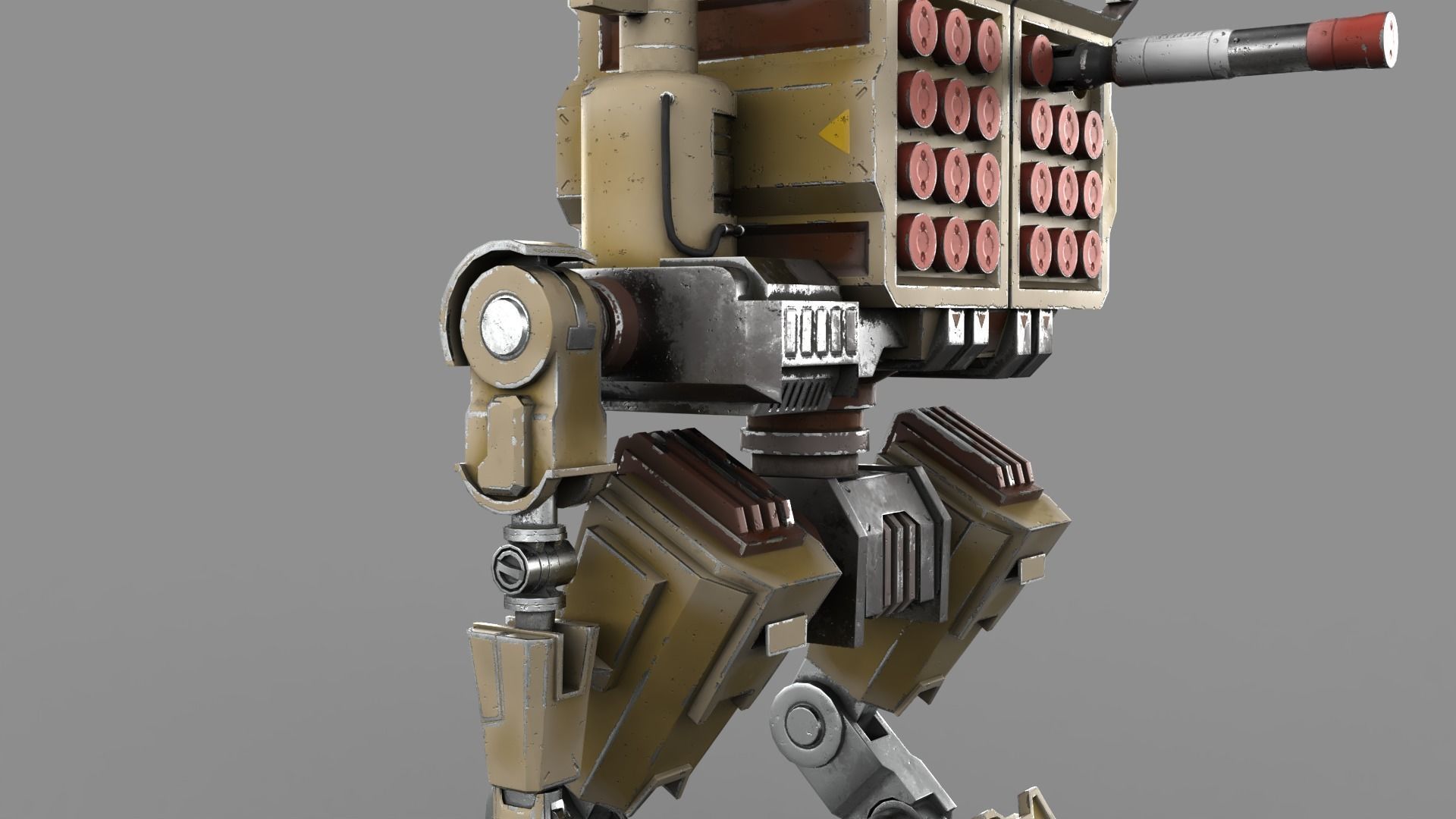 Cartoon Robot Turret Low-poly 3D model_13