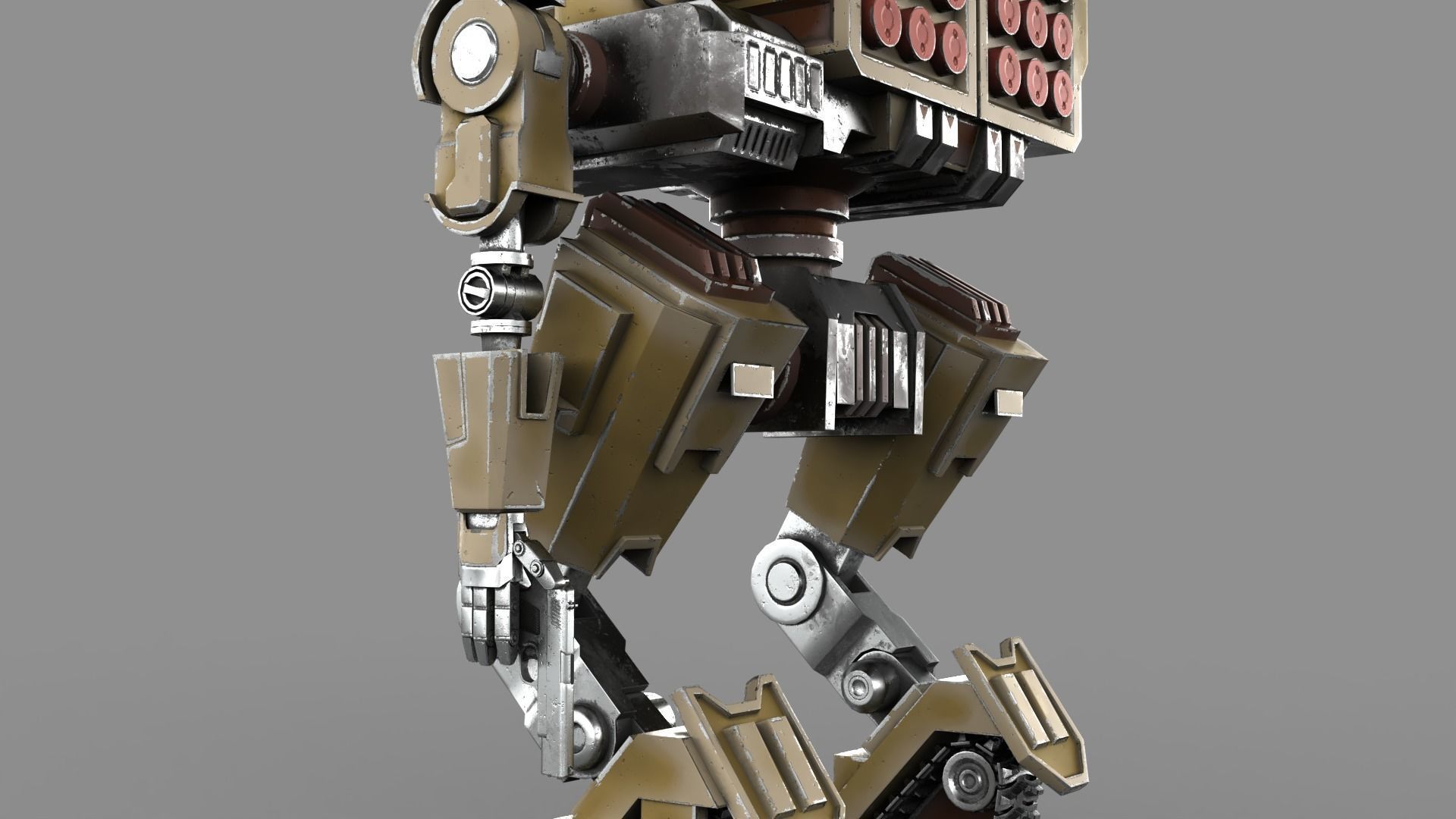 Cartoon Robot Turret Low-poly 3D model_12