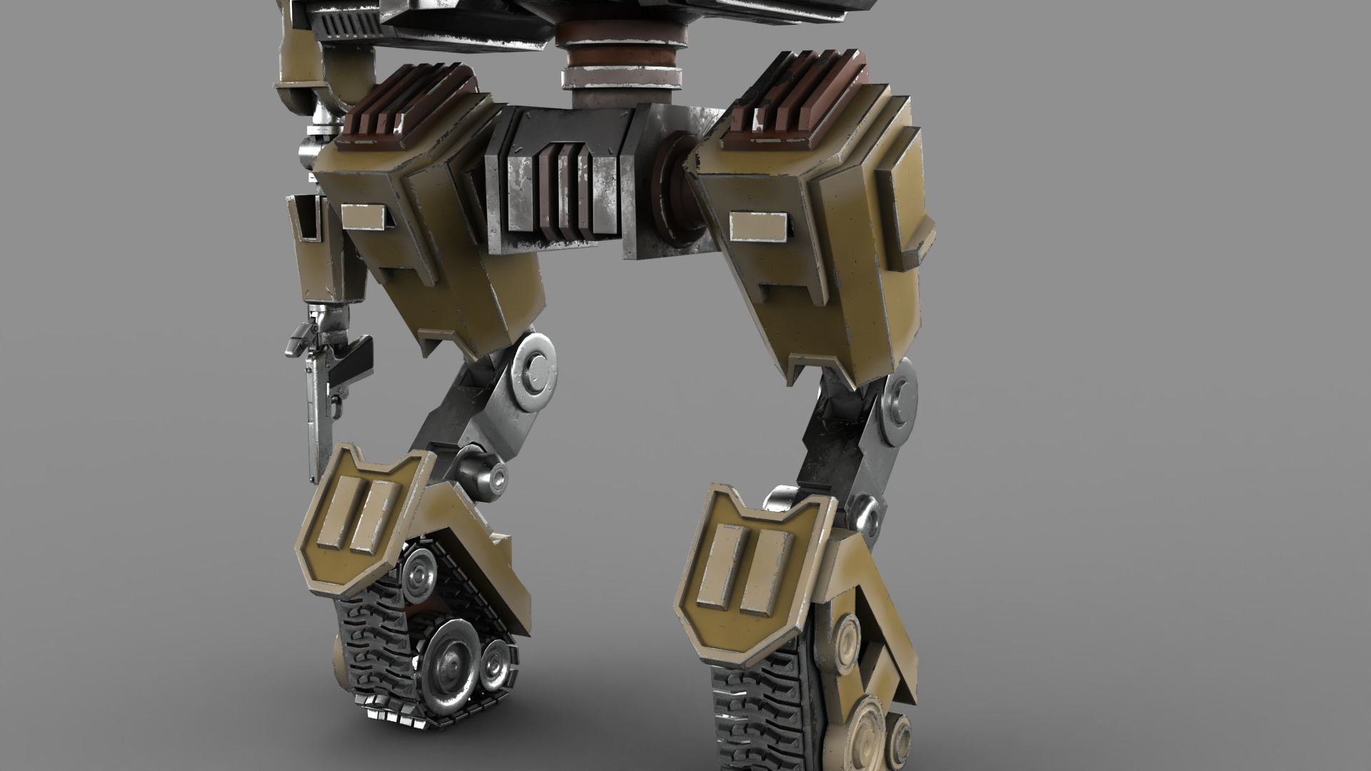 Cartoon Robot Turret Low-poly 3D model_11
