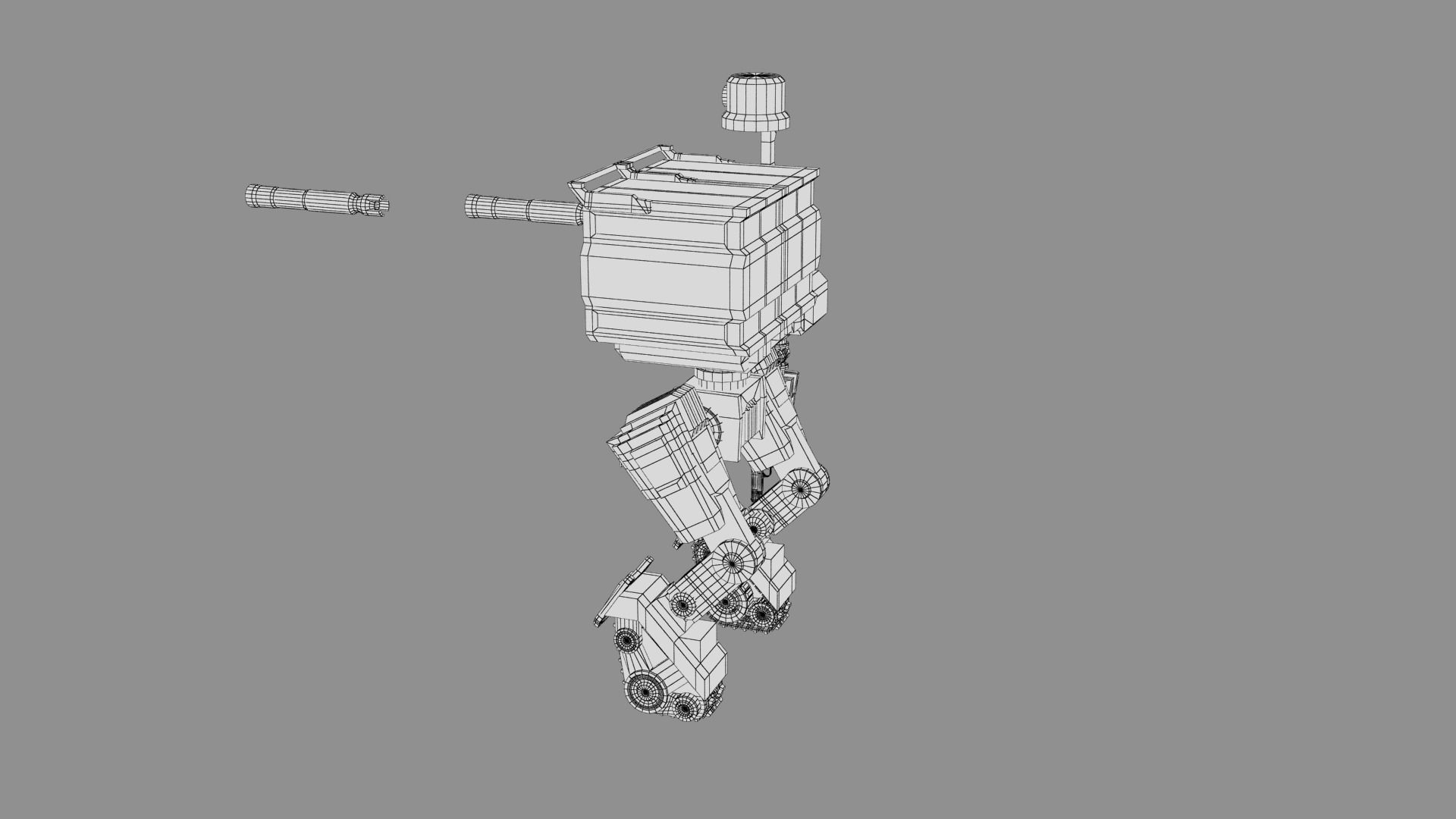 Cartoon Robot Turret Low-poly 3D model_29