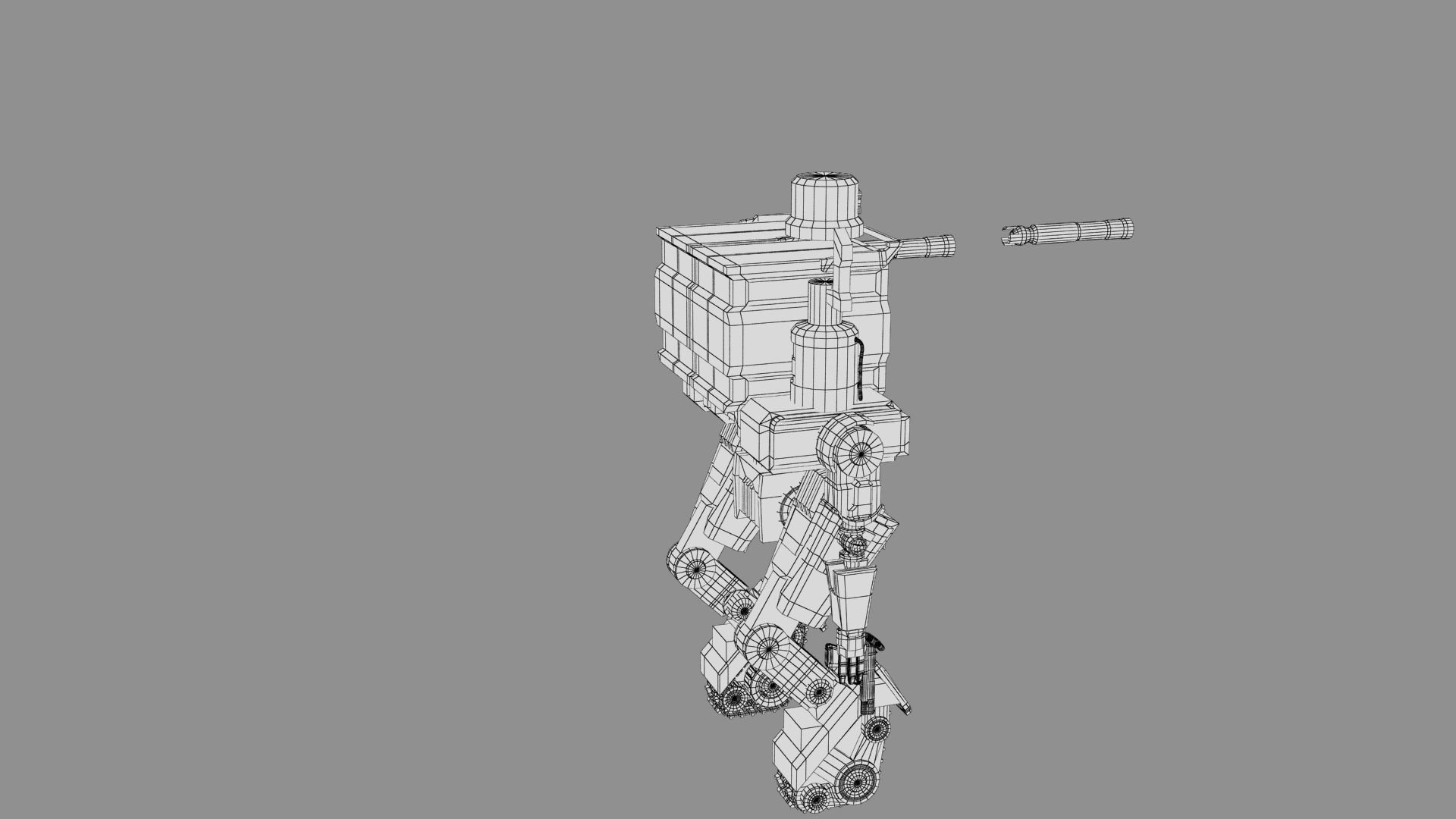 Cartoon Robot Turret Low-poly 3D model_31