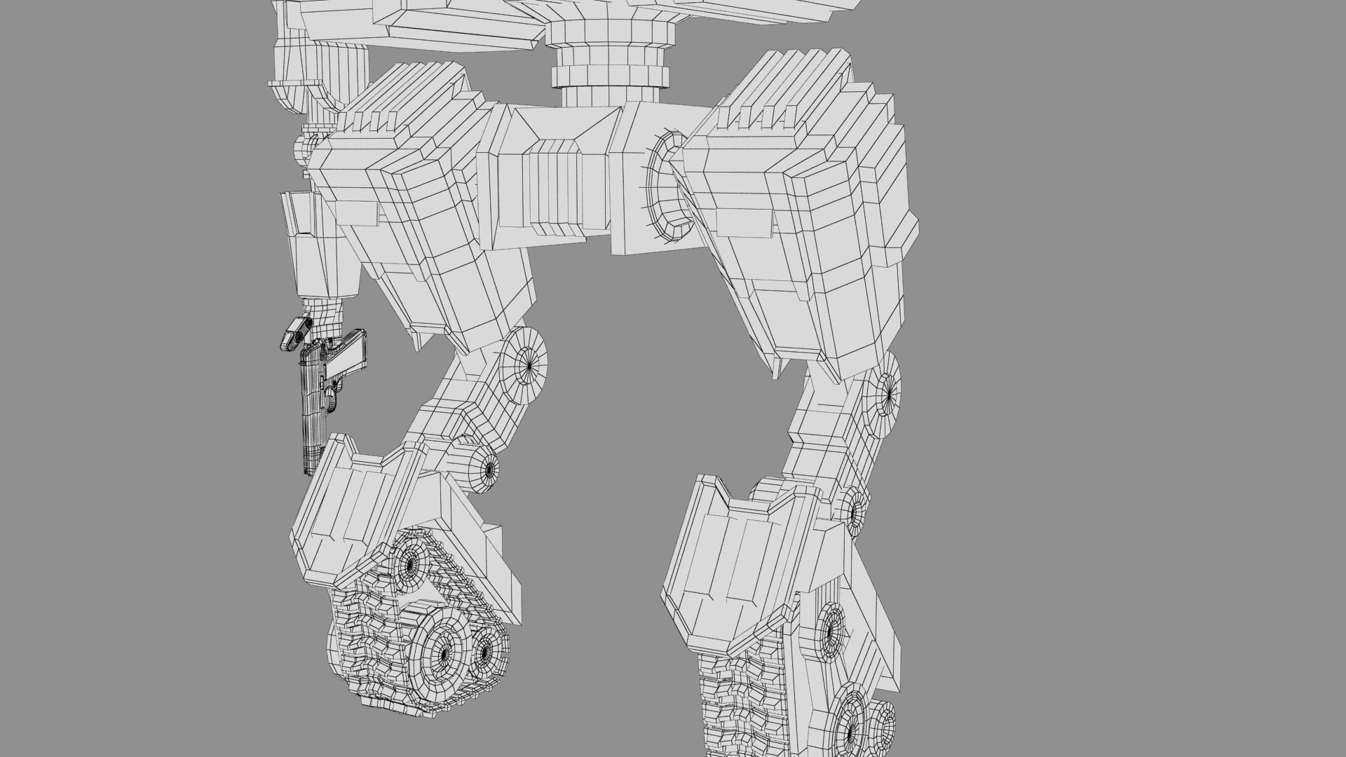 Cartoon Robot Turret Low-poly 3D model_35