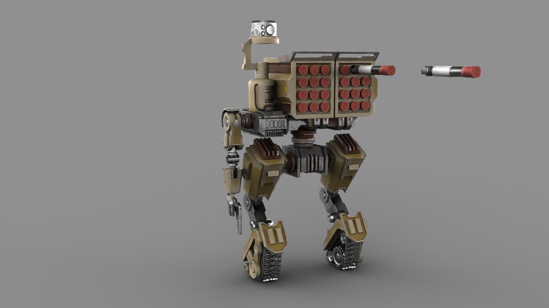 Cartoon Robot Turret Low-poly 3D model_2