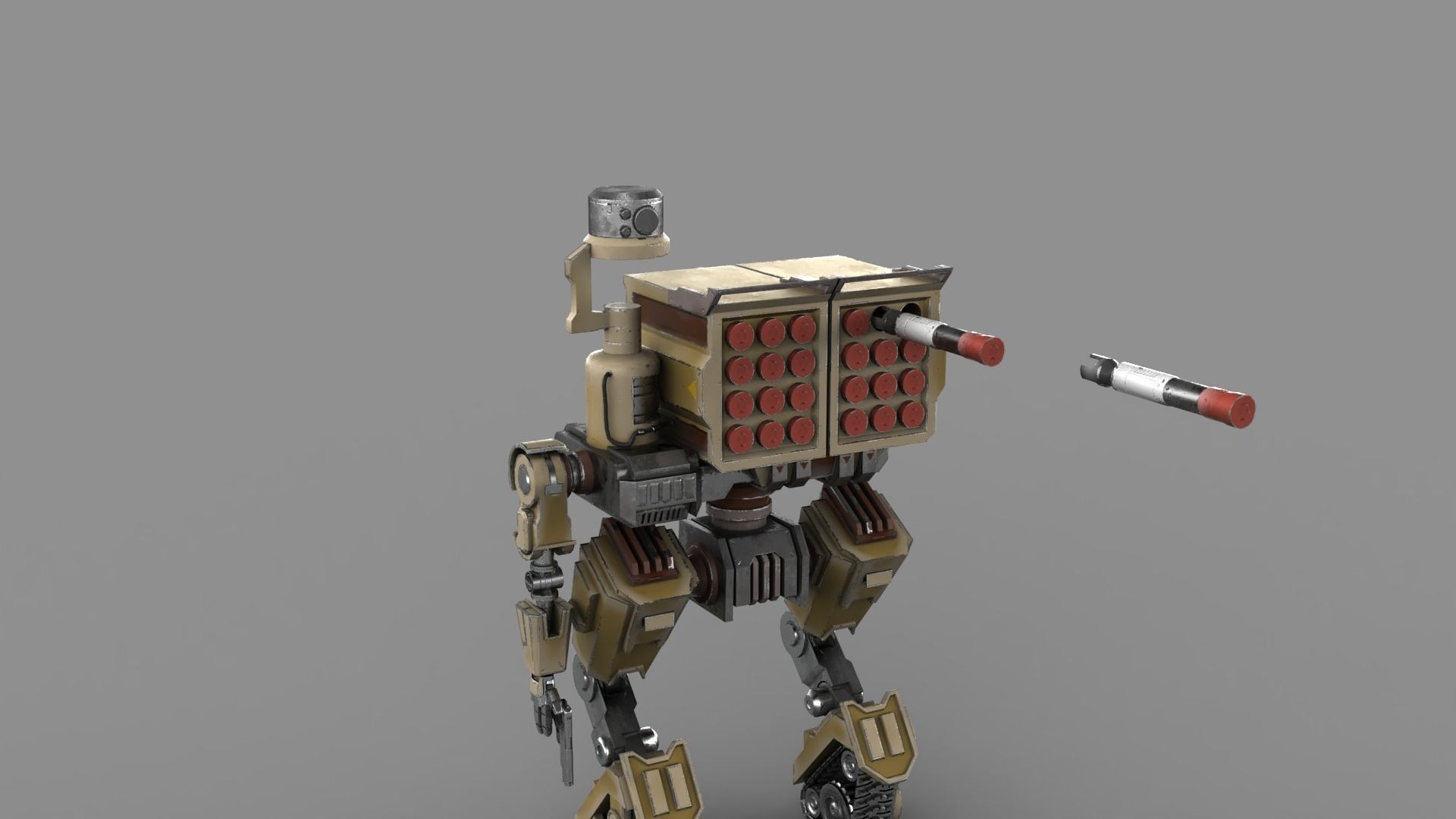 Cartoon Robot Turret Low-poly 3D model_8
