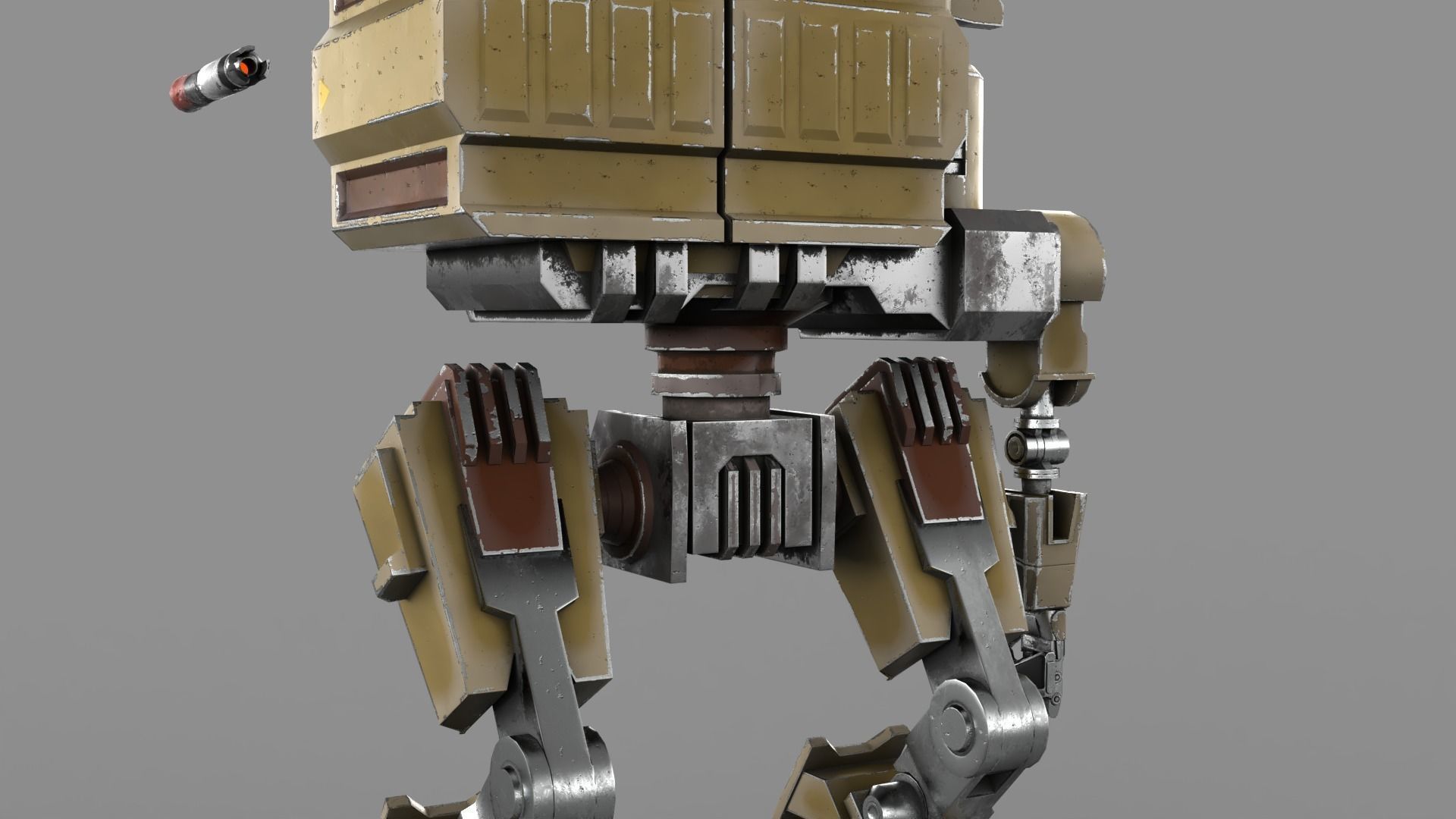 Cartoon Robot Turret Low-poly 3D model_14