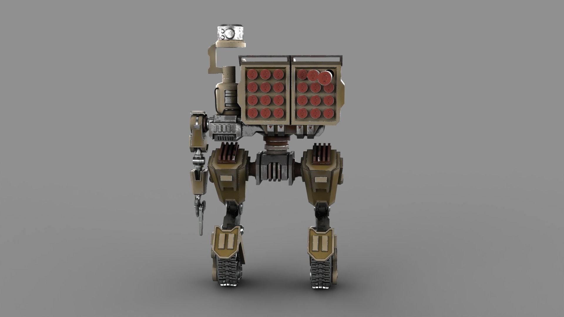 Cartoon Robot Turret Low-poly 3D model_3