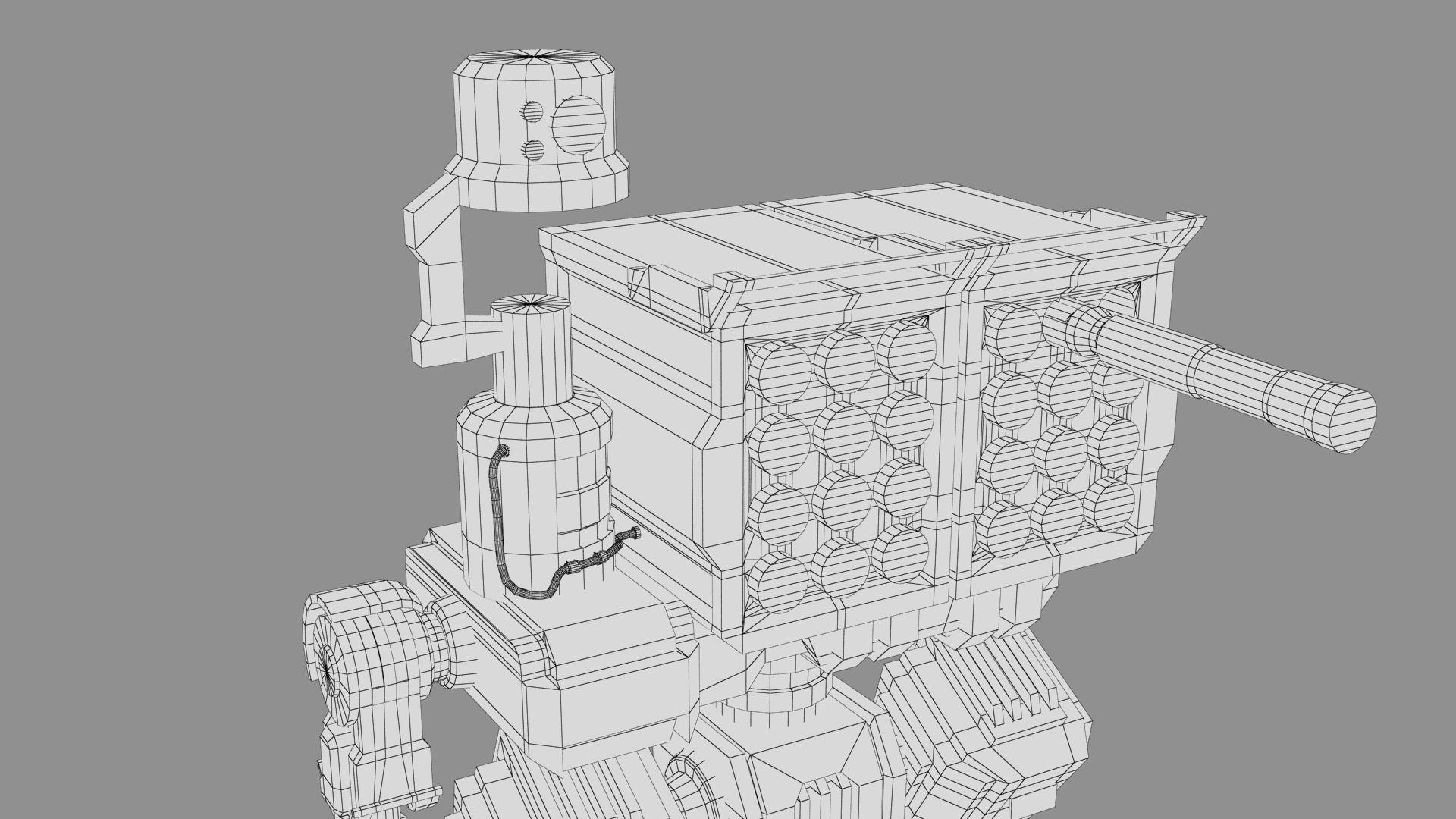 Cartoon Robot Turret Low-poly 3D model_33