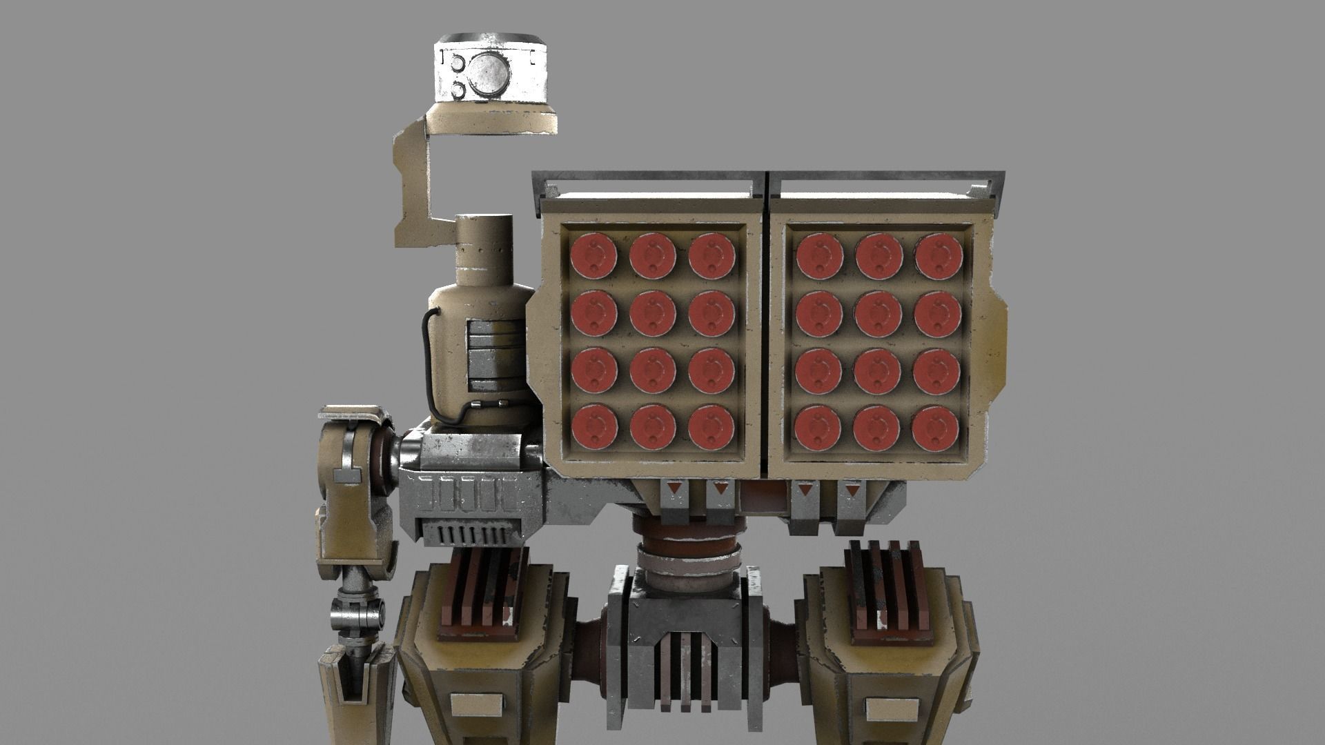 Cartoon Robot Turret Low-poly 3D model_22