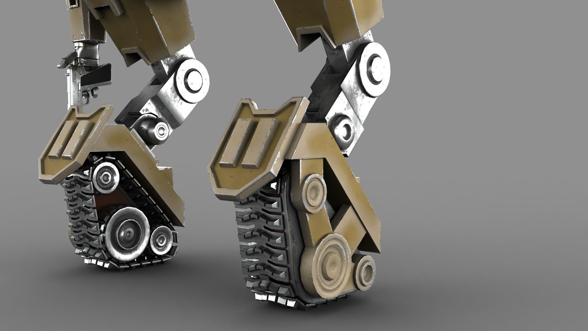 Cartoon Robot Turret Low-poly 3D model_17