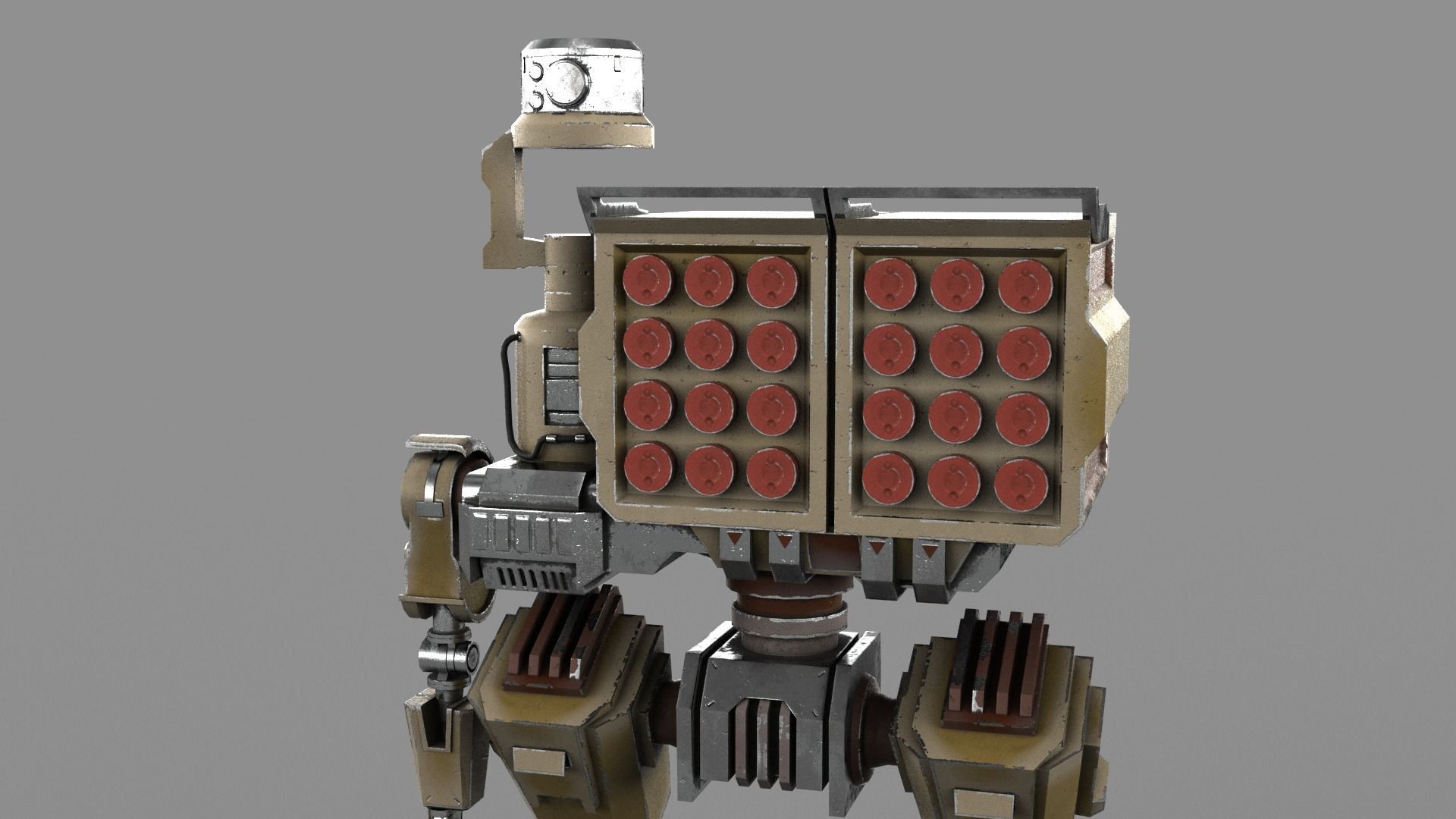 Cartoon Robot Turret Low-poly 3D model_21