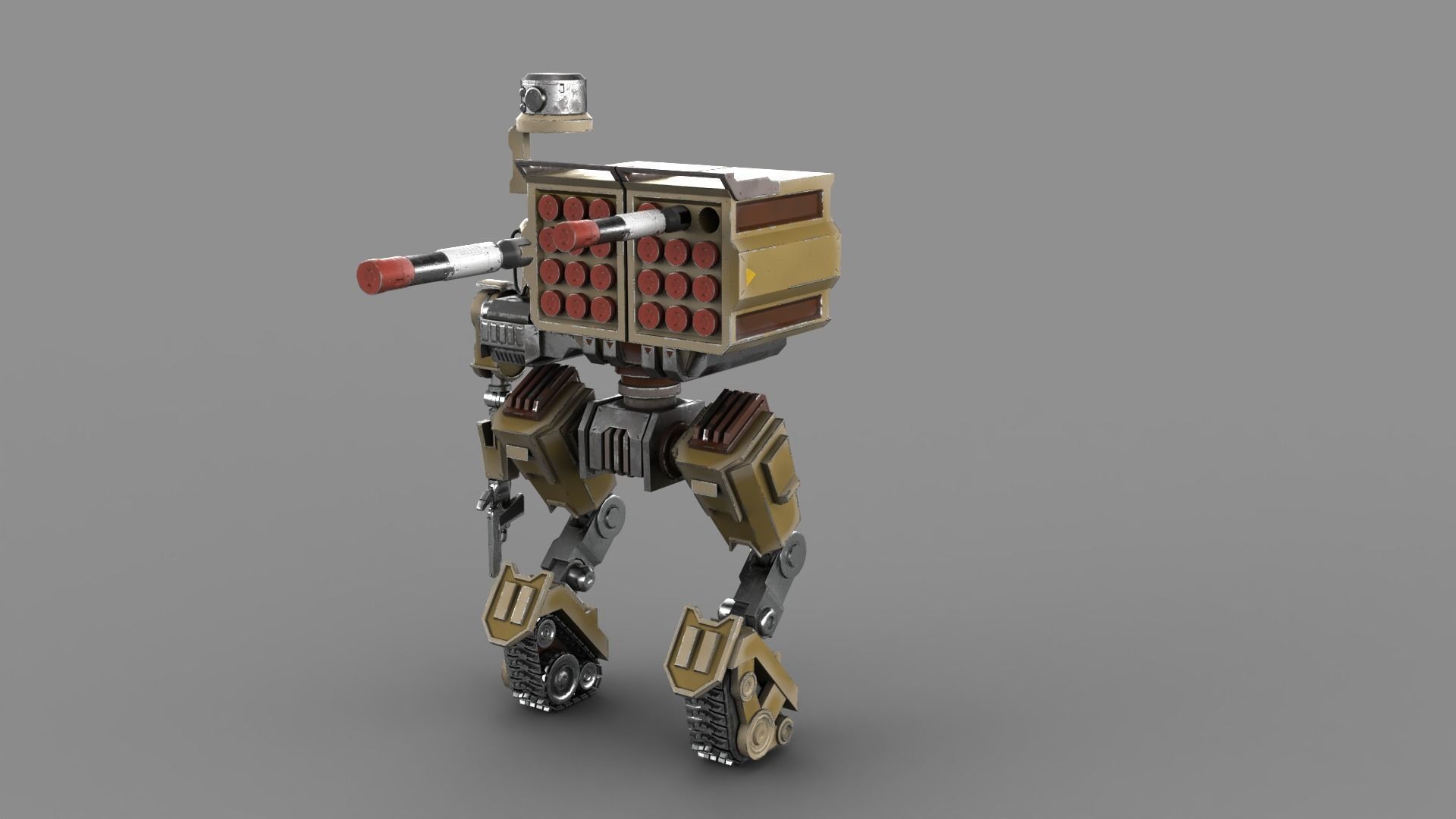 Cartoon Robot Turret Low-poly 3D model_4