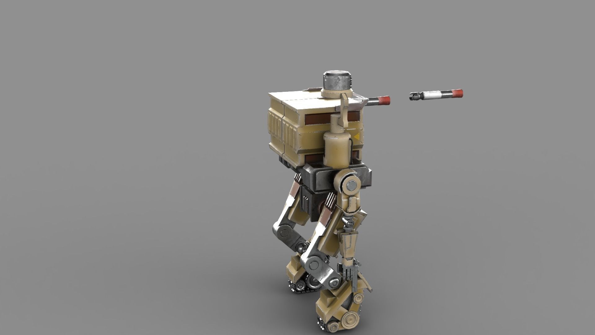 Cartoon Robot Turret Low-poly 3D model_7