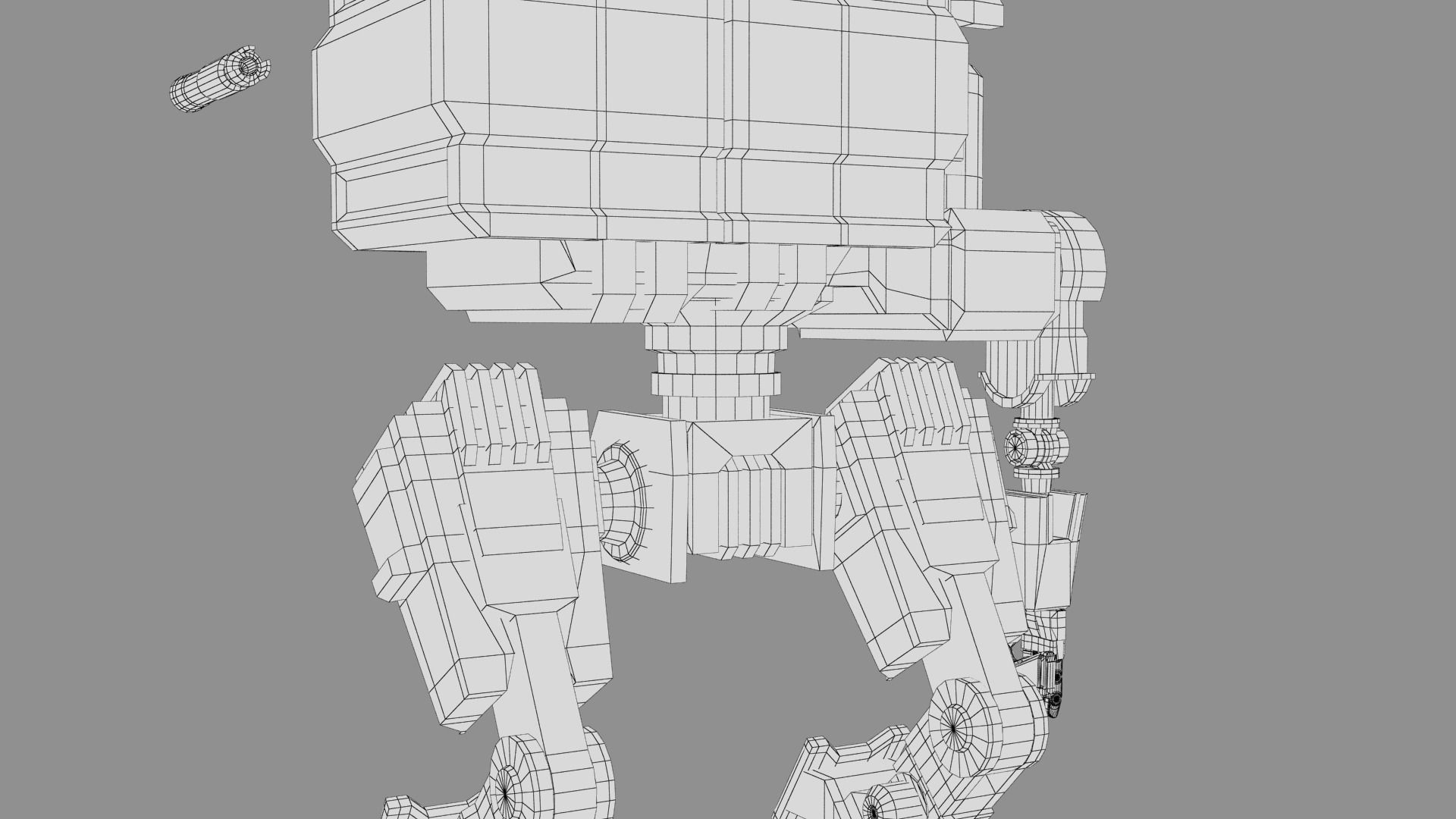 Cartoon Robot Turret Low-poly 3D model_38