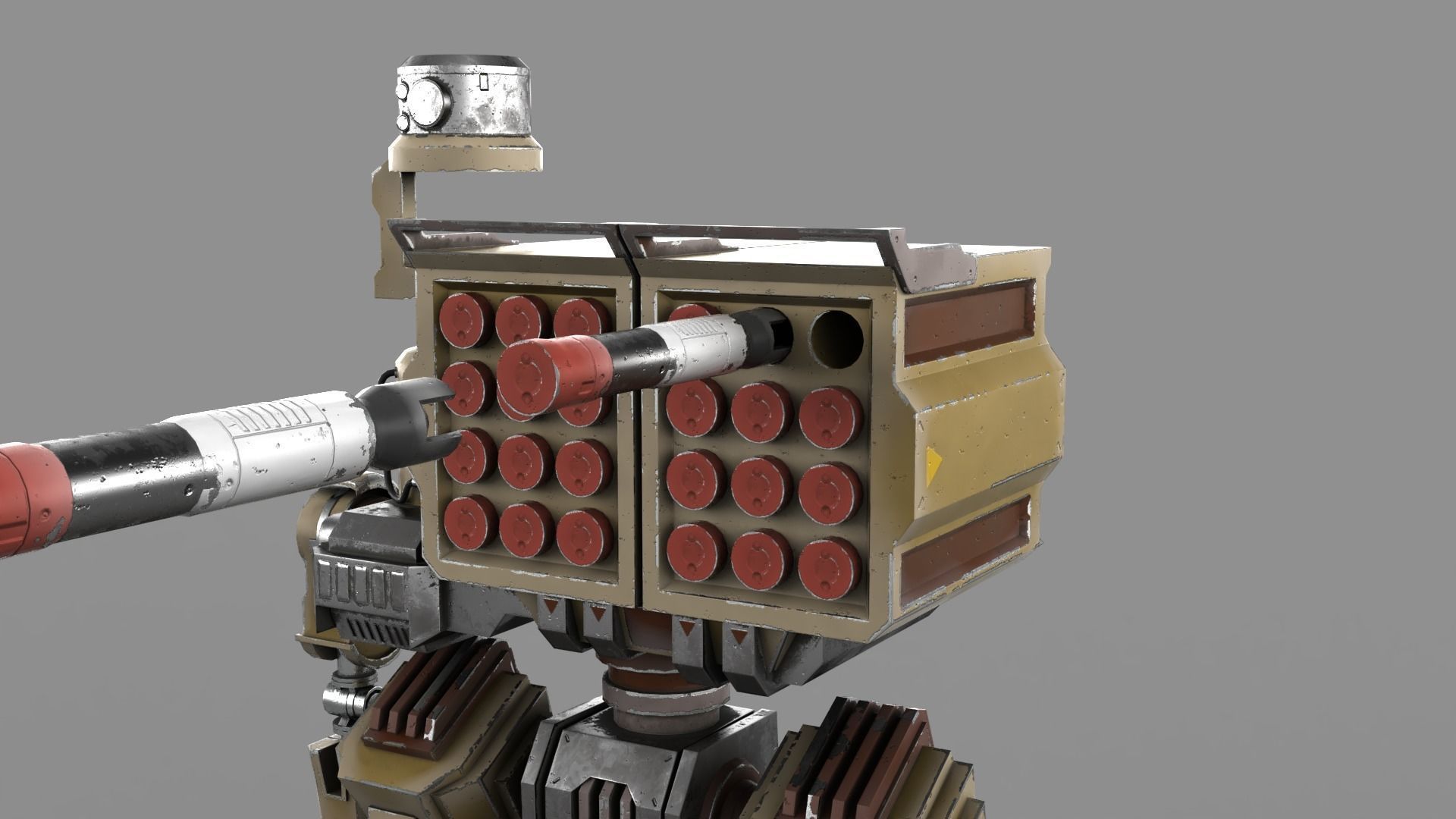 Cartoon Robot Turret Low-poly 3D model_10