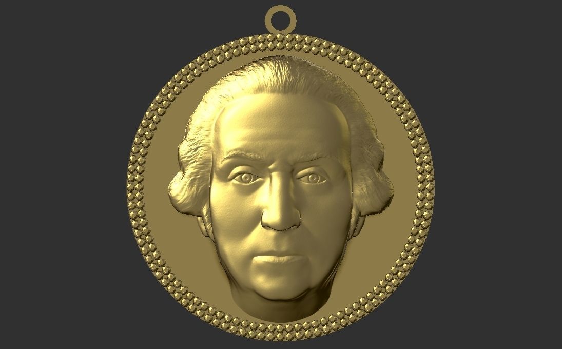 George Washington medallion pendant 3D printing ready stl obj 3D print model_5