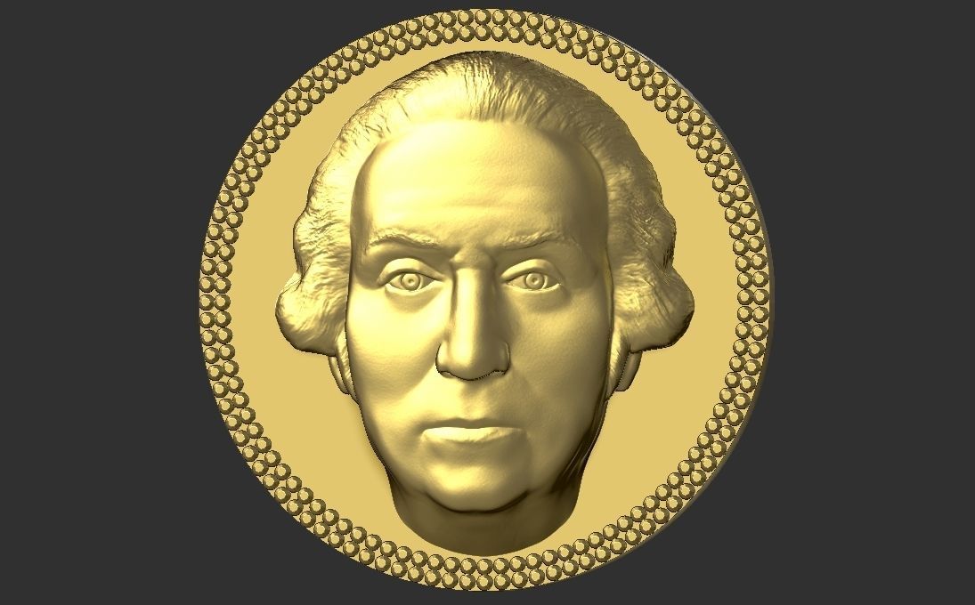 George Washington medallion pendant 3D printing ready stl obj 3D print model_3