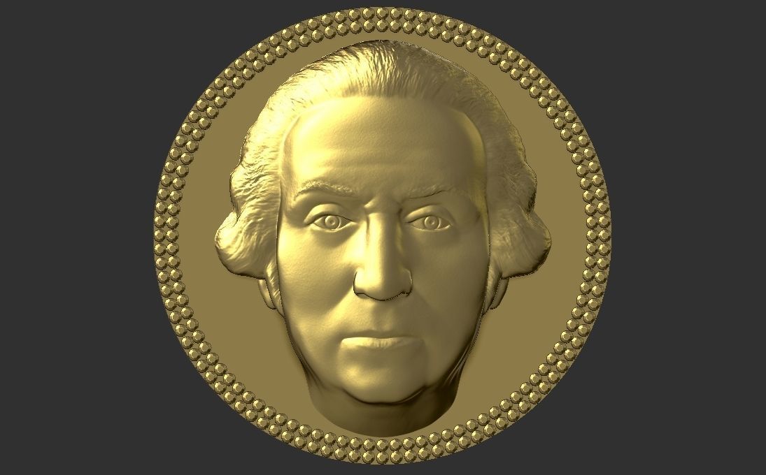 George Washington medallion pendant 3D printing ready stl obj 3D print model_4