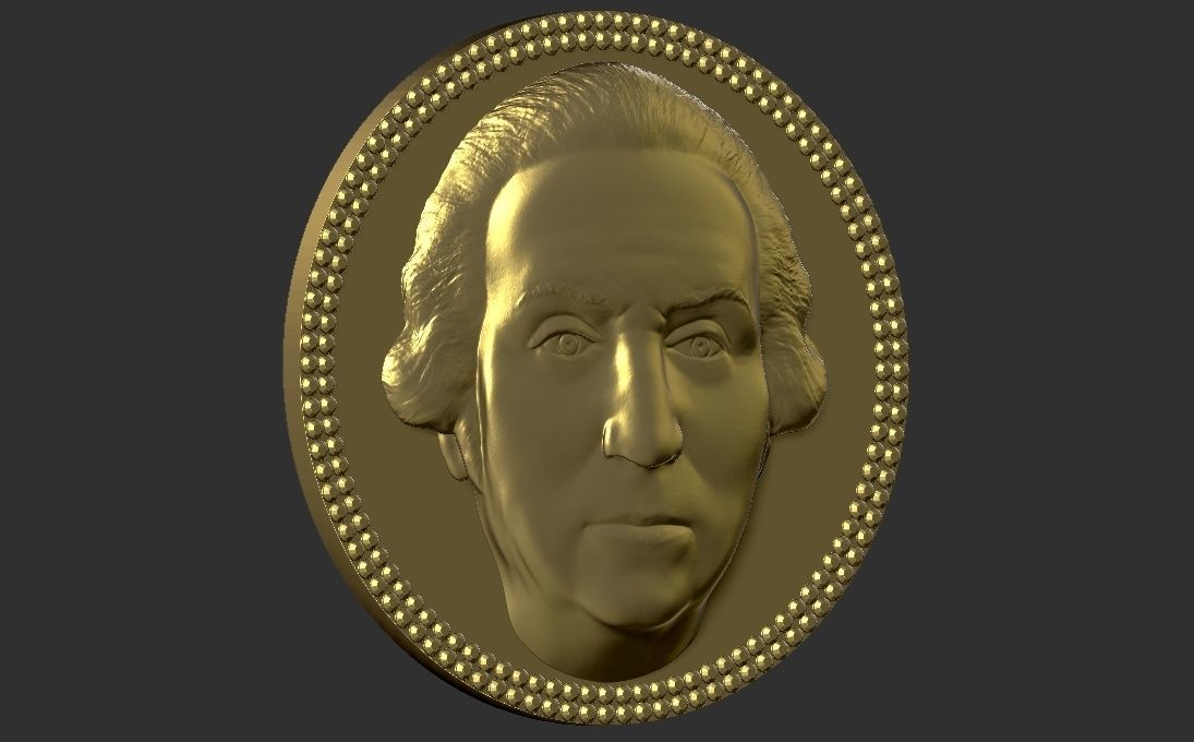 George Washington medallion pendant 3D printing ready stl obj 3D print model_7