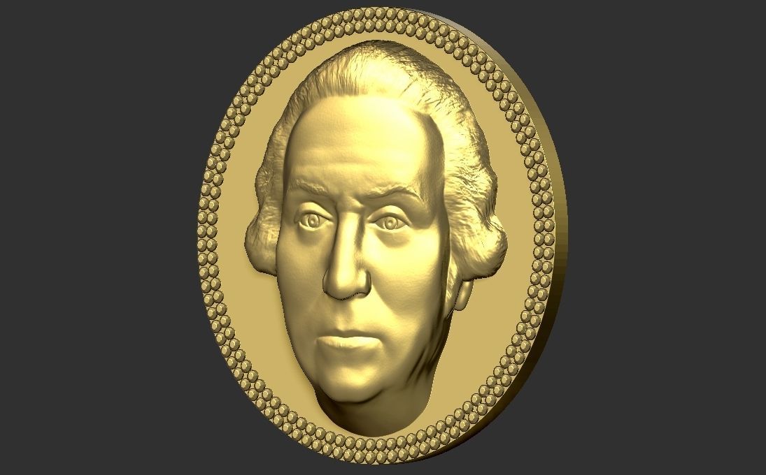 George Washington medallion pendant 3D printing ready stl obj 3D print model_9